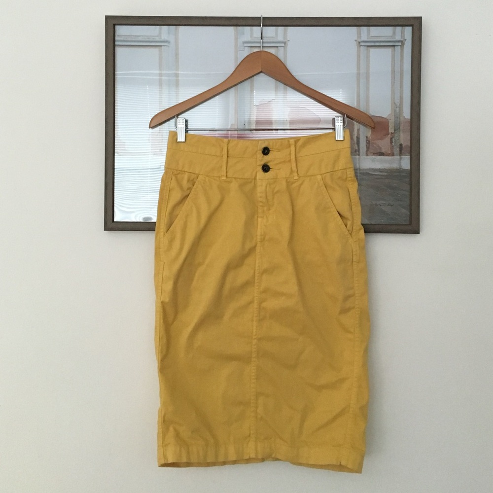 Canary Yellow Cotton Pencil Skirt